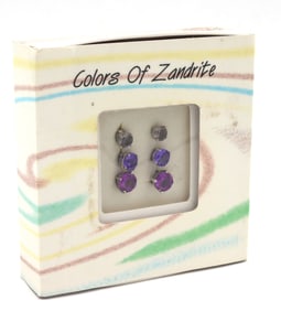3 Pairs of 925 sterling silver colors of Zandrite stud earrings