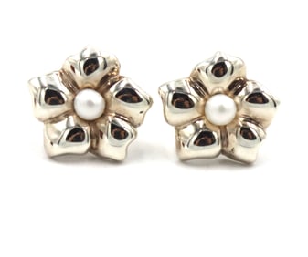 Tiffany & co pearl dogwood earrings