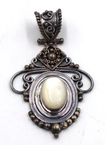925 Sterling silver signed Indonesia mother of pearl pendant