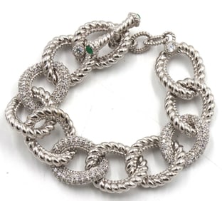 Judith Ripka cubic zirconia link bracelet in 925 Sterling silver