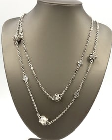 925 Sterling silver pearl ball yard necklace