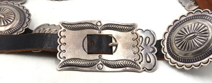 Vintage 925 sterling silver American Navajo Concho belt