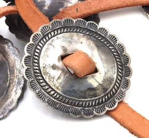 Vintage 925 sterling silver American Navajo Concho belt
