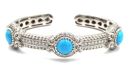 Judith Ripka turquoise cuff bangle in 925 sterling silver