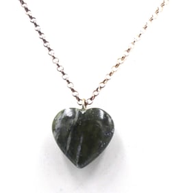 925 Sterling silver heart shaped gemstone pendant on chain