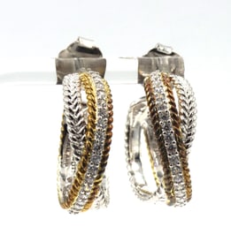 925 Sterling silver Judith Ripka hoop earrings