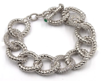 Judith Ripka 925 sterling silver crystal link bracelet