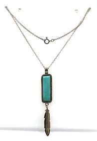 Vintage 925 sterling silver signed turquoise pendant on chain