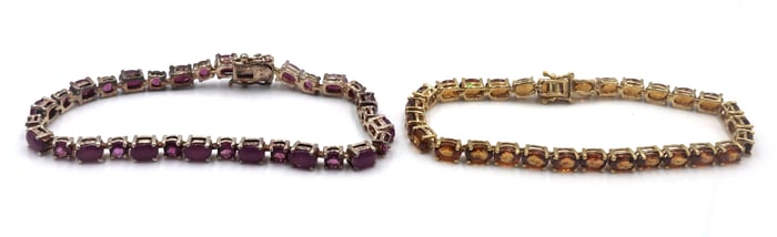 Lot of 2 Vintage 925 sterling silver cubic zirconia bracelets