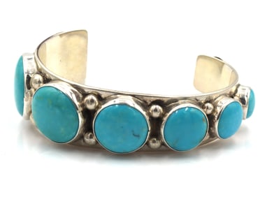 Vintage 925 sterling silver signed turquoise cuff bangle