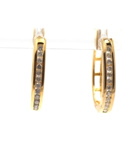 Gold plated diamond hoop earrings