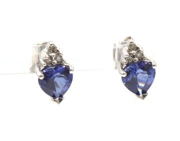 14kt White gold tanzanite and diamond earrings