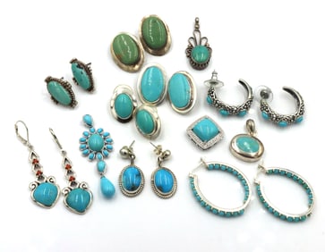 Group lot of 925 sterling silver turquoise jewelry