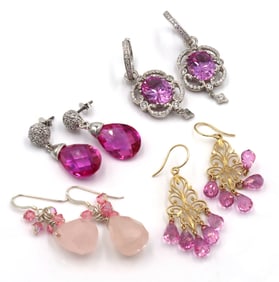 4 Pairs of 925 sterling silver dangle earrings