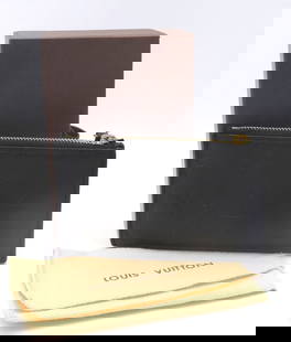 Louis Vuitton Zipped Card Holder Wallet: Preowned Louis Vuitton Black Leather Zipped Card Holder Wallet with Box and Dustbag.