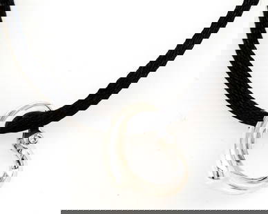 Tiffany & Co Elsa Peretti open heart diamond pendant: 925 Sterling silver Tiffany & Co Elsa Peretti open heart diamond pendant on black Cord. Total weight of necklace is 3.30 grams.