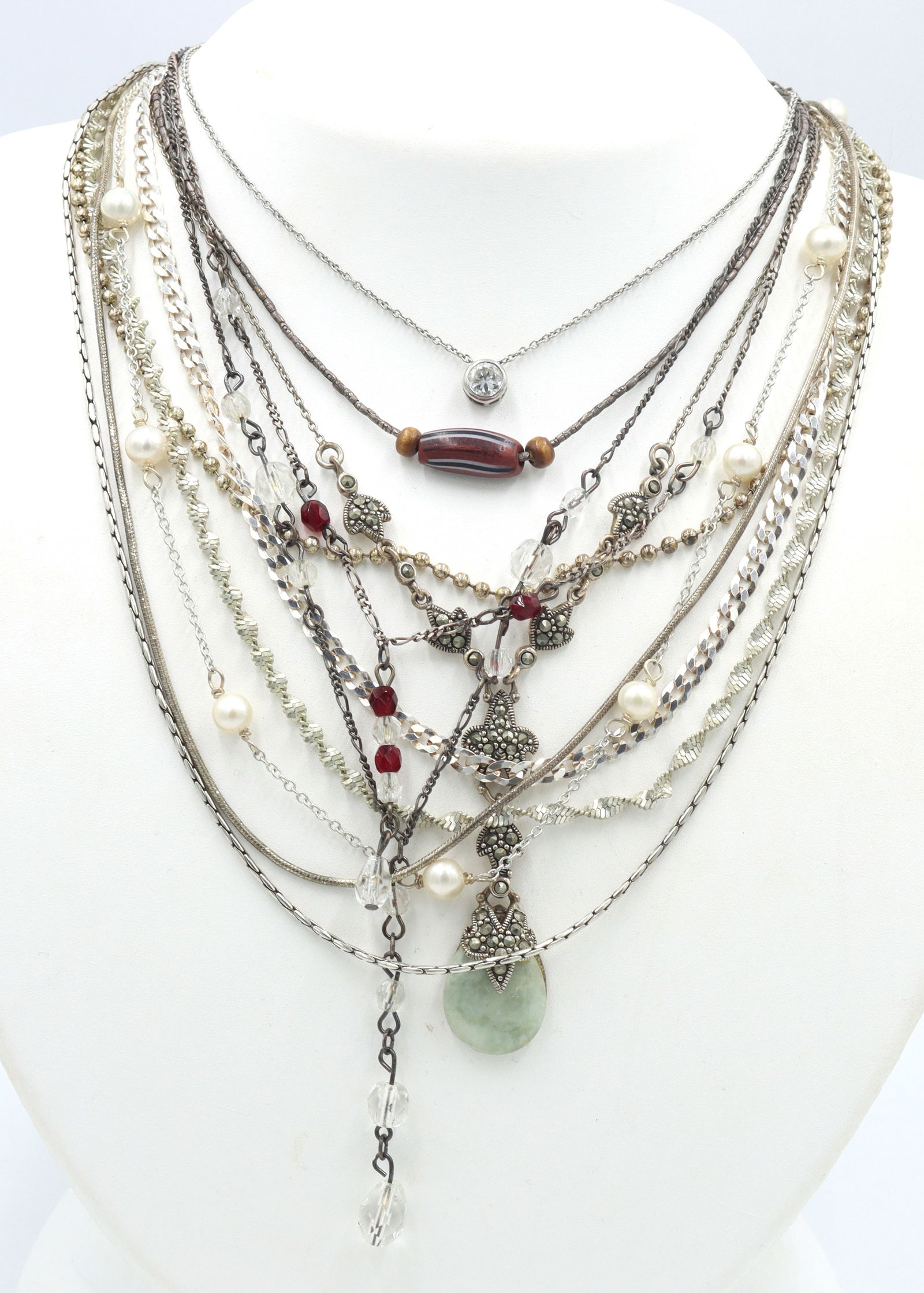 Group lot of 11 Vintage 925 sterling silver necklaces (1 of 14)