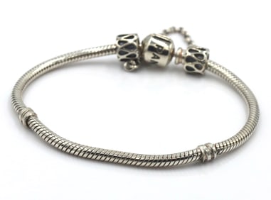 Pandora bracelet with end chain beads