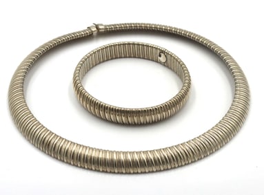Set of vintage 925 sterling silver collar necklace and bracelet