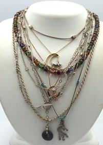 Group lot of 11 Vintage 925 sterling silver necklaces