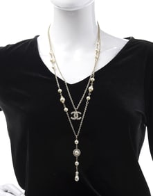 Chanel crystal and pearls coronation CC layered necklace
