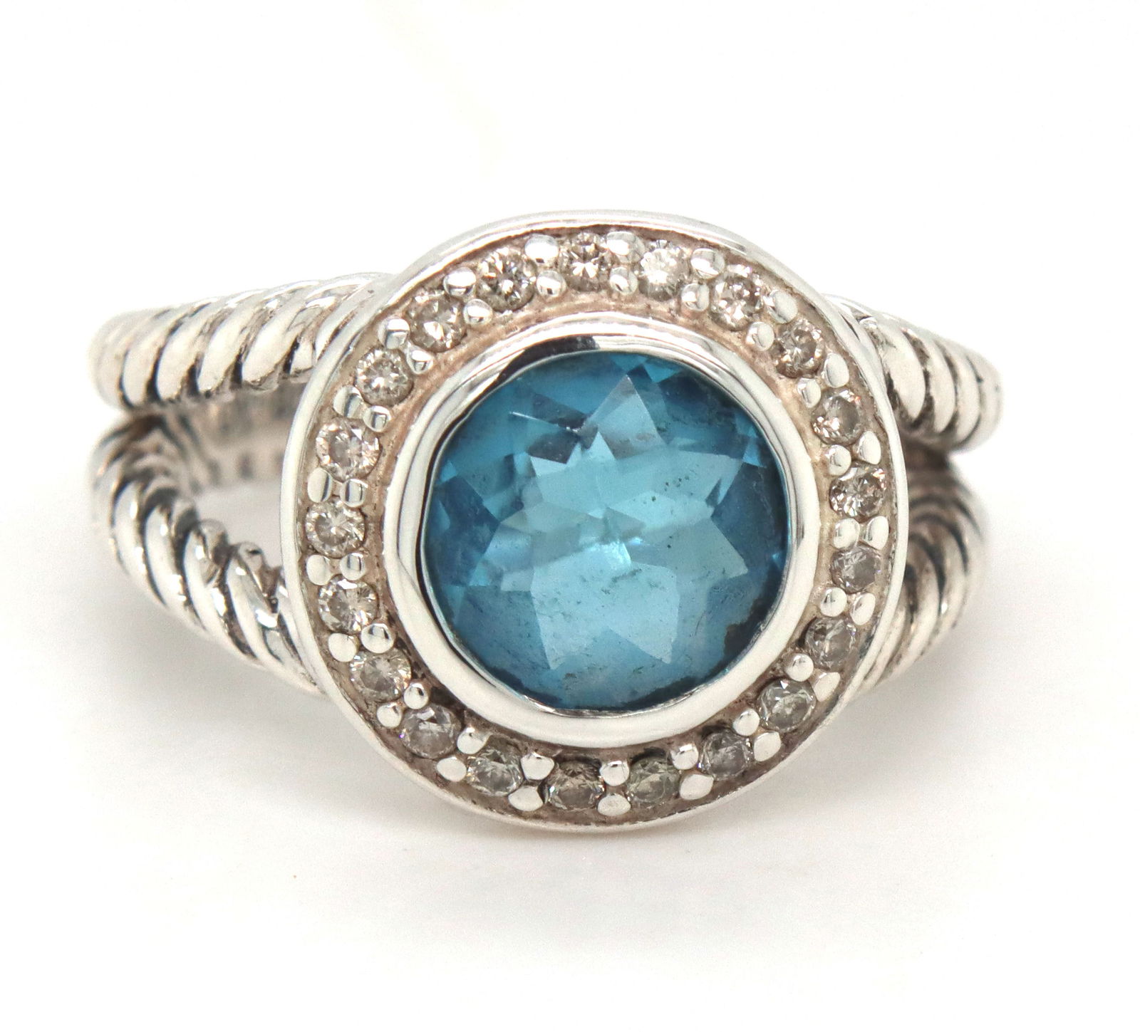 David Yurman Carise blue topaz ring (1 of 5)