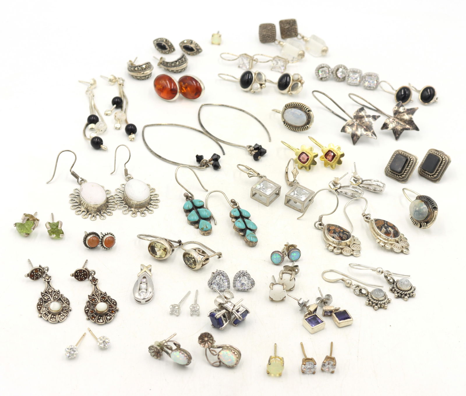 Group lot of vintage 925 sterling silver earrings (1 of 12)