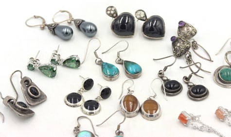 Group lot of Vintage 925 sterling silver earrings