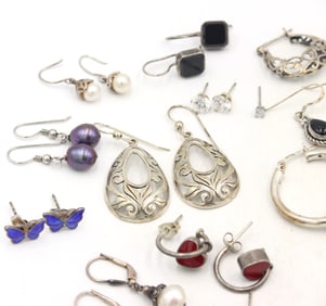 Group lot of Vintage 925 sterling silver earrings
