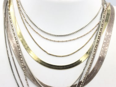 Group lot of 9 Vintage 925 sterling silver necklaces