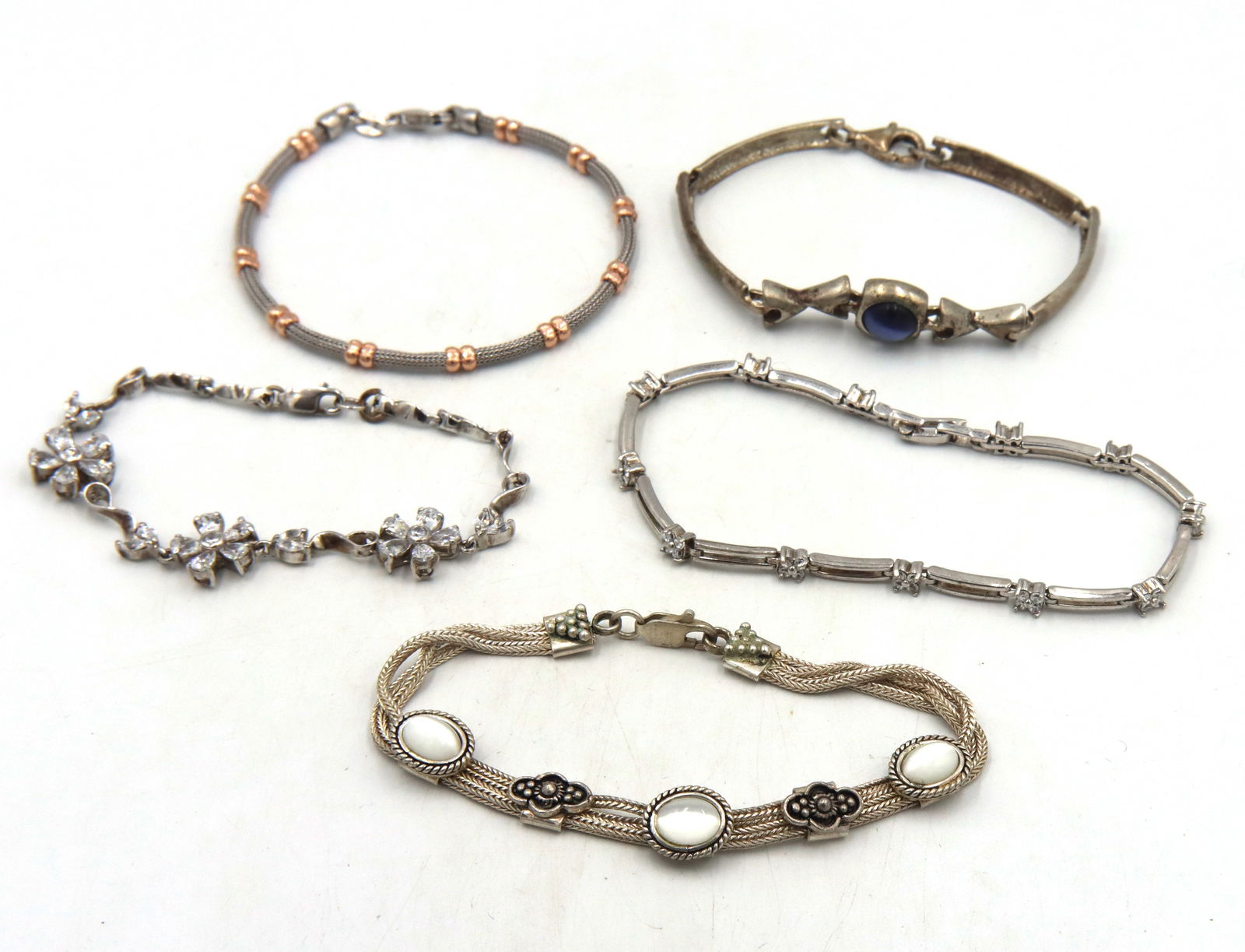 Vintage 925 sterling silver group lot of 5 bracelets (1 of 9)