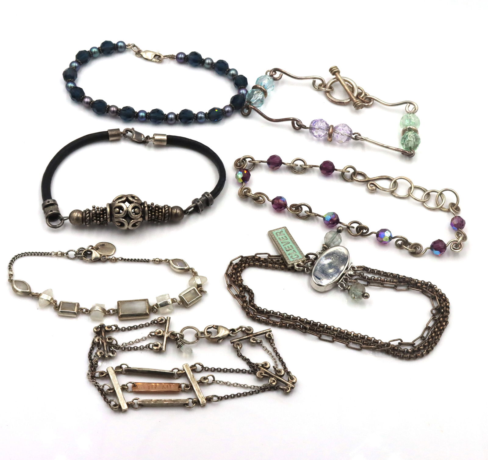 Group lot of 7 Vintage 925 sterling silver bracelets (1 of 10)