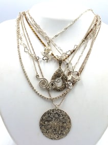 Group lot of Vintage 925 sterling silver 8 necklaces