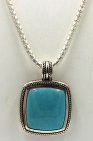 Italian 925 Sterling Silver Turqoise Necklace