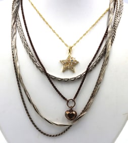 Vintage 925 sterling silver group lot of 5 necklaces