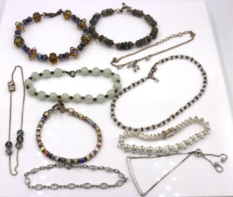 Group lot of 8 vintage 925 sterling silver bracelets