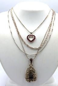 Group lot of 4 Vintage 925 sterling silver necklaces