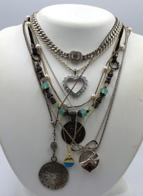 Group lot of 8 Vintage 925 sterling silver necklaces