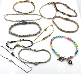 Group lot of 11 vintage 925 sterling silver bracelets