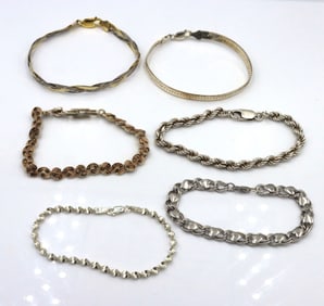 Group lot of 6 vintage 925 sterling silver bracelets