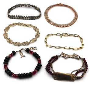 Group lot of 6 bracelets in 925 sterling silver