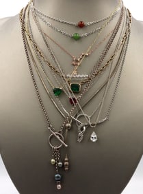 group lot of 12 necklace in 925 sterling silver
