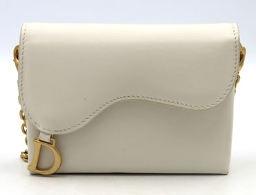 Italian off white leather small wallet belt bag