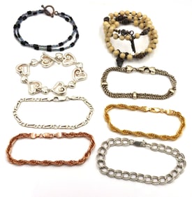 Group lot of 8 vintage 925 sterling silver bracelets