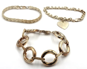 Group lot of 3 vintage 925 sterling silver bracelets