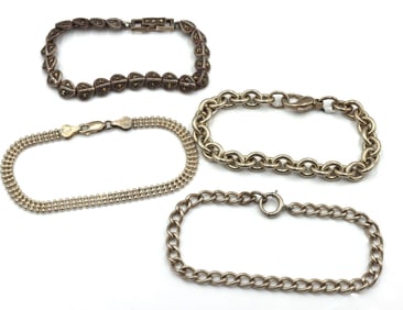 Group lot of 4 vintage 925 sterling silver bracelets