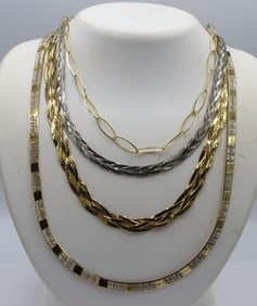 Group lot of 4 vintage 925 sterling silver necklaces