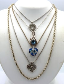 Group lot of 5 Vintage 925 sterling silver necklaces