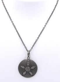 Dazzling Silver Diamond Sand Dollar Necklace