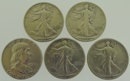 1900,s lot of five Half Dollar